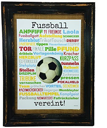 AnneSvea Fussball vereint! Druck Poster A4 Geschenk Derby Fußball Soccer Trainer Pokal Finale Typo Deko Mitbringsel Anpfiff Stadion Verein