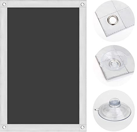 OBdeco Thermo Rollo 100% Verdunkelung Sonnenschutz Verdunkelungsrollo für Velux-Dachfenster Hitzeschutz ohne Bohren mit Saugnäpfen Schwarz 96x115cm für S08/608
