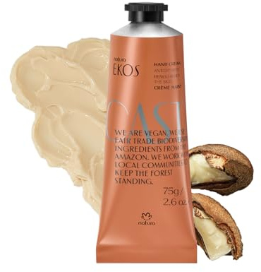 Natura - Brazil Nut Hand Cream - Anti-Dryness Castanha Hand Balm - 24-Hour Deep Hydration Skin Moisturizer - Vegan Skin Care - Brazilian Beauty Secrets - Self Care & Body Care - 2.6oz (75g)