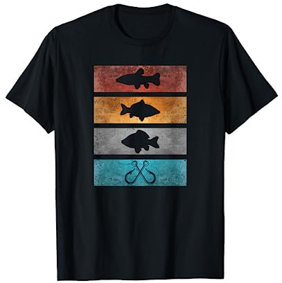 Angler Anglerin Fischen Angelhaken Fisch Köder Vintage Motiv T-Shirt