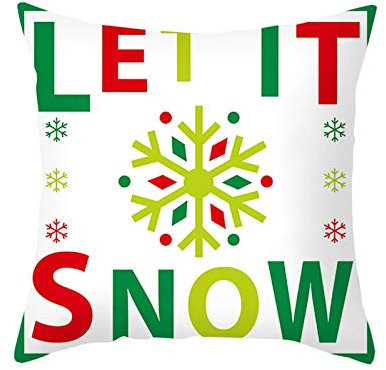 Homxi Zierkissenbezüge Weihnachten 40x40,Kissenhüllen Polyester Let It Snow Schneeflocken,Deko Kissenhüllen Weihnachten Rot Grün Weiß