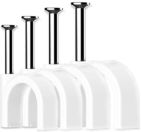 200 stück Kabelschelle Nagelschellen,4 Größen Kabelhalter Mit Eingestecktem Nagel Halterungen Kabelbefestigung für Kabel Größen,50 Stück je Größe-Weiß