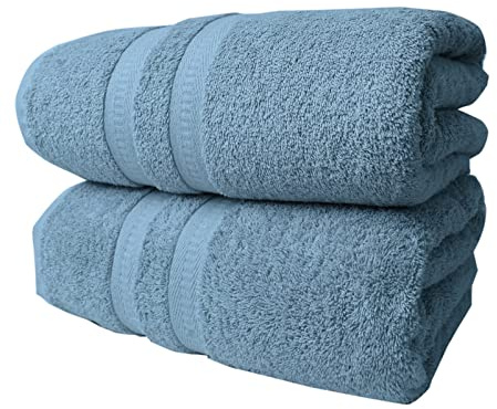 FB 2 x extra stora superjumbo badlakan (100 x 200 cm – 600 GSM) lyxig 100 % egyptisk kammad bomullshandduk supermjuk premium hotellkvalitet snabbtorkande badrumshanddukar set (silver)