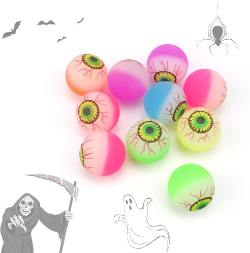 AMONENZ Boules Oculaires de Sang Effrayantes, 10 Pièces Deco Halloween, Halloween Ornaments Couleurs Aléatoires, Balles Rebondissantes Faux Yeux, Décorations Effrayantes pour Soirées à Thème Horreur