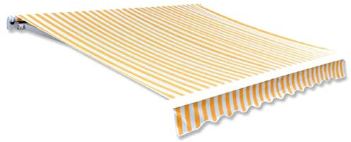 Cinyiqo 143706 Awning T O P Sunshade Canvas Orange & White 450x300 cm Garden Awnings Sun Shade Awnings,Anti-U V and Waterproof Awnings for Patio,Balcony,Restaurant