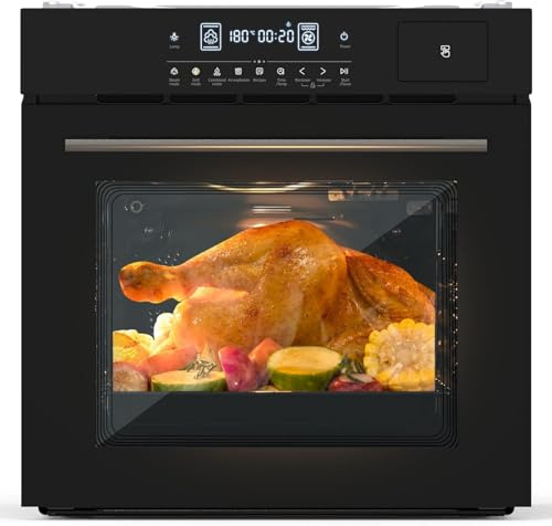 24 Single Wall Oven, 2.5 Cu.ft Built-in Timer-Convection Electric Wall Oven with 8 Baking Modes, 3000W, 240V, Stainless Steel, 3D Surround Heating, Timer, Touch Control, Safety Lock, Black
