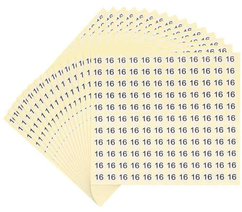 PATIKIL 15 ark nummer klistermärken nummer 16 runt klistermärke 0,5 tum självhäftande liten etikett för förvaring av lager (totalt 1980 st)