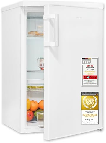 Exquisit Kühlschrank ohne Gefrierfach, 133 Liter, LED-Innenbeleuchtung, 3 Glasablagen, manuelle Temperaturregelung, wechselbarer Türanschlag, KS516-V-H-010C weiss