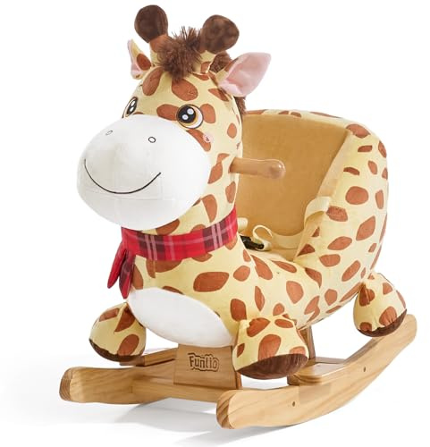 FUNLIO Giraffe Baby Rocking Horse for Toddlers 6 Months to 3 Years, Playful & Vivid Giraffe Rocker for Baby, Stuffed Plush Ride-on Rocking Animal, Easy to Assemble, CPC & CE Certified