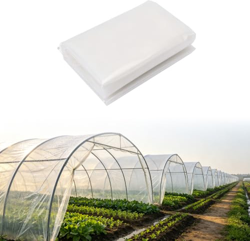 Wotrilw Plástico Invernadero, Película Transparente de Polietileno para Invernadero, 3 x 6M Lámina de Jardín Extra Gruesa y Resistente al Desgarro, Cubierta PE Impermeable para Túnel