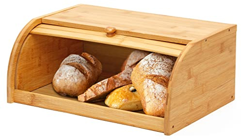 RoyalHouse Premium Bamboo Bread Box, Bread Storage And Organizer, Organizer For Kitchen Countertop, Assembly Required