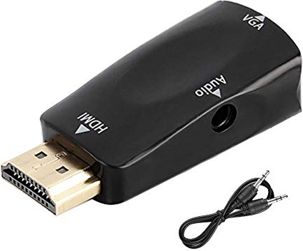 HDMI-till-VGA-adapter 1080P HDMI-hona till VGA-kvinnokonverteradapter med 3,5 mm ljudutgångskabel (svart)