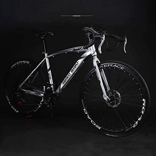 MU 26 Pollici Bicicletta Della Strada, 24 Velocità Bici, Doppio Disco Freno, Acciaio Al Carbonio Telaio, Strada Biciclette da Corsa, per Uomo e Donna per Soli Adulti,Argento