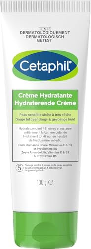 Cetaphil crème hydratante corps, 100g, Visage et corps, peaux sensibles sèches à très sèches, Crème corps hydratante, Niacinamide, Panthénol et de la glycérine, sans parfum