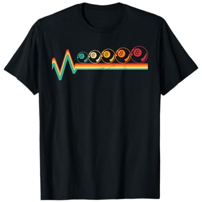 Retro Graphic Pool Billard Snooker Billard Queue 8 Kugeln Kreide T-Shirt