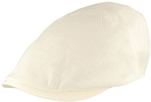 Bred herrkeps med platt keps toppig mössa 100 % linne foder av bomull mössa lätt & bekväm Newsboy keps, Vit, 64