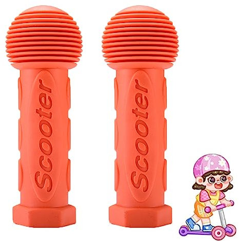 Roller Griffe Ersatz, Roller Griffe, Fahrradgriffe Kinder, rutschfest Weich Gummi Roller Lenkergriffe, für Fahrrad/Wheel Rollern Balance Bikes Mountainbike Orange
