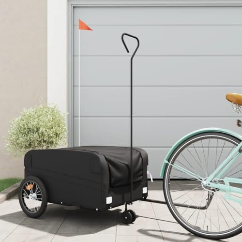 CIADAZ Fahrradanhänger Schwarz 45 kg Eisen, Fahrrad Anhänger, Lastenanhänger, Handwagen, Fahrrad-lastenanhänger, Lastenfahrrad - 94073