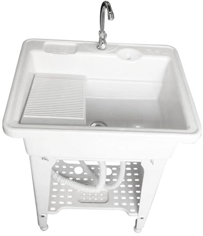 Lavandino per Lavanderia Indipendente in plastica con ASSE per Lavare, Lavandini per Lavanderia e Lavanderia con Rubinetto, Lavandino per Interni ed Esterni
