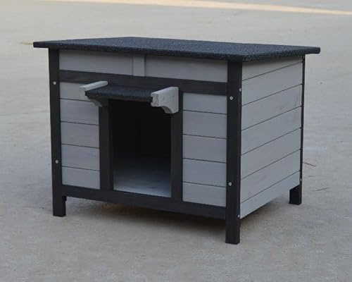 BUNNY BUSINESS Rabbit/Guinea Pig/Cat Wooden Hide House Run Hide - EXTRA LARGE 60L × 47D × 50H cm (XL DARK GREY)