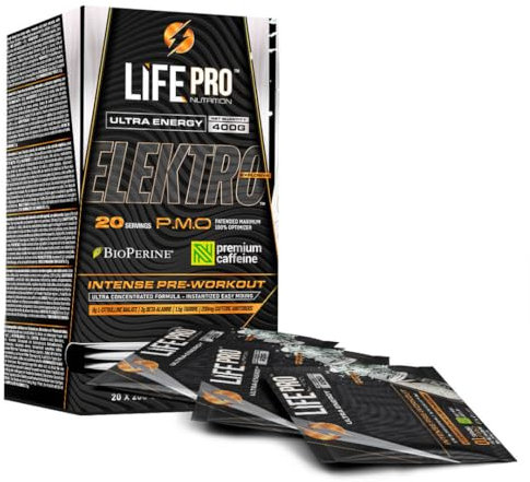 Life Pro Elektro New 400g 20 Sachets | Potente Preentreno | Monodosis To Go! | Prepara el Organismo para el Entreno y Aumenta el Rendimiento (400G, ULTRA ENERGY)