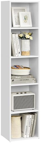 VASAGLE Bookcase, 5-Tier Bookshelf, Open Storage Shelf, Shelving Unit, 24 x 30.2 x 134.2 cm, for Living Room, Home Office, Dinning Room, Cloud White LBC419W01