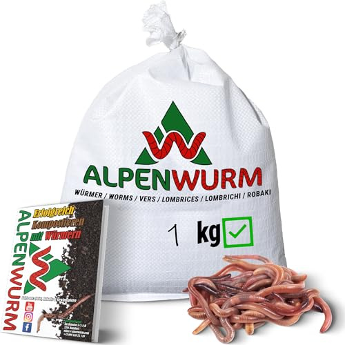 4 vermi di compostaggio da 1 kg (min. 4000 pezzi). | Lombrichi, vermi da giardino, Eisenia Mix vivi, per compost, giardino, compostiera per vermi, cassette rialzate