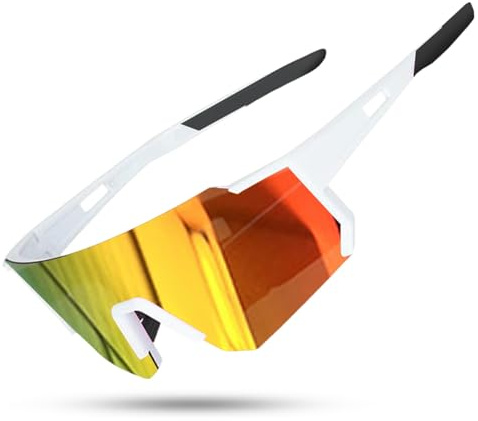 Sztqqing Schnelle Brille Sport Fahrradbrille Laufbrille Ski Sportbrille MTB Brille Herren Fahrradbrille Anwenden für Damen Sportbrille für MTB Rennrad Radfahren Biking Ski FahrradLaufen (rot)