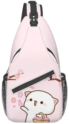 Backpack Kawaii Mochi Peach And Goma Crossbody Sling Men Shoulder Chest Bag for Traveling Daypack Halloween and Christmas gifts