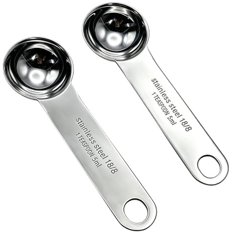 2 PCS Teaspoon Measuring Spoons 5ml Tablespoon Measuring Spoon Stainless Steel Measuring Spoon Set for Coffee Sugar Kitchen