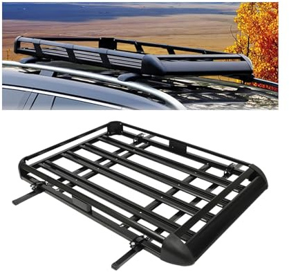 Portabicicletas universal de aluminio para techo con cesta 160x100 cm, cesta de techo universal para autos con rieles, negro, capacidad de carga 150 kg, ancho ajustable de 100-135 cm para SUV con