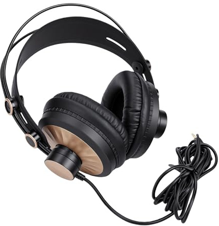 Generic Spelheadset med Kabel, Studio Monitor-hörlurar med 50 Mm Drivrutin, Mjuka öronkuddar, Löstagbar Kabel, 3,5 Mm och 6,35 Uttag, för PC-spel, Musik, DJ, Inspelning, Mixning