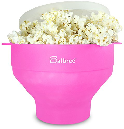 Salbree The Original Microwave Popcorn Popper, Silicone Popcorn Maker, Collapsible Microwavable Bowl - Hot Air Popper - No Oil Required - The Most Colors Available (Pink)