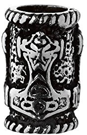 NKlaus Wikinger Haarschmuck Bartperle Thorhammer 925 Sterlingsilber Silber Lockenperle 6452