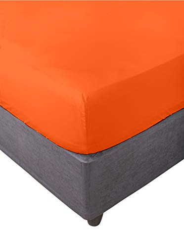 Miracle Home Lenzuolo con Angoli Elasticizzati, Morbido e Confortevole, 50% Cotone 50% Poliestere, Arancione. 90 x 200, Letto 90. 90 x 200 x 30