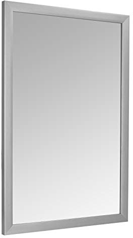 Amazon Basics Rectangular Wall Mount Mirror for Bedroom, Living Room, Entryway, 24 x 36, Standard Trim, Nickel, Hangs Horizontally or Vertically