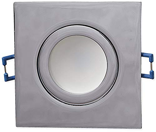 Juego de 6 focos LED empotrables IP44, cromo, rectangular, 5 W, blanco cálido, 12 V, MR16, para baño, ducha, exterior, plano, lámpara de techo, foco empotrable, 60 mm