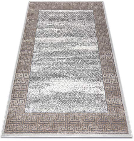 Modern Teppich NOBLE für Wohnzimmer, Schlafzimmer, Rahmen, Griechisch vintage - Strukturell zwei Ebenen aus Vlies creme / beige 80x150 cm