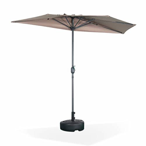 Alice's Garden - Parasol de balcon Ø250cm – CALVI – Demi-parasol droit. mât central en aluminium avec manivelle d’ouverture. toile taupe