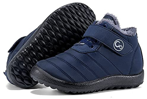 Ablanczoom Boys Girls Winter Snow Boots - Comfortable Warm Fur Lined Toddler Boot Outdoor Waterproof Slip On Walking Ankle Booties For Little Kid