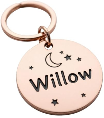 SUCRE Double Sided Deeply Laser Engraved Pet Tag for Dog and Cats, Personalised Dog Tags with Name Tag, Puppy Accessories, Custom Dog Collar Tag, Dog ID Tag, Cat Collar Tag Name plate (20mm,Rose Gold)