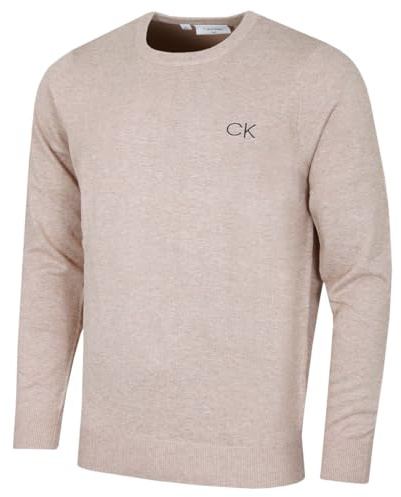 Calvin Klein Hombre Cuello Redondo Tour Comfort Golf Suéter - Latté - M