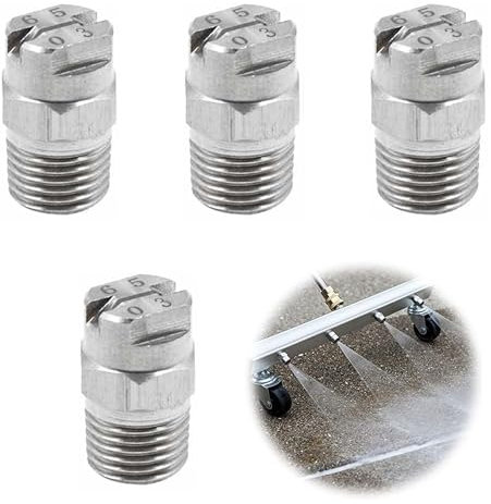 XCSJ 4pcs Embouts Pulvérisation Haute Pression Buses De Rechange Pour Nettoyeur à Haute Pression Buse En Acier Inoxydable 304 à Filetage Mâle 1 / 4Bspt - Diamètre d'Orifice De 65 Degrés 1.1Mm