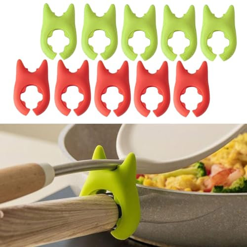5 Stück Löffelhalter Creative Devil Shaped Spatula Rack 2 In 1 Löffelablage Deckelheber Für Herd Silikon Küchenutensilienhalter Für Kochlöffel Kochlöffelhalter Pfanne Pfannenspritzschutz (Grün+Rot)