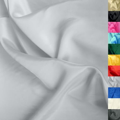 TOLKO 1m Futterstoff Meterware Futter-Taft | Blickdicht knitterarm | universal Stoff Dekostoff Kleiderstoff Hochzeitsstoff Kostümstoff | Stoffe zum Nähen Meterware Dekorieren (Hell Grau)