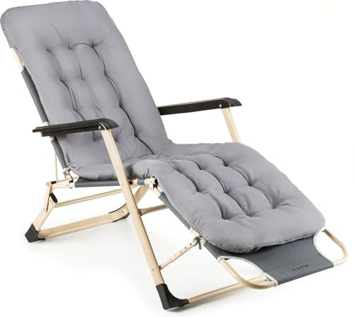 Outtec® Klappbare Gartensessel Sonnenliege Klappliege mit Kissen bis 120 kg