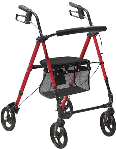 VEVOR Déambulateur pour personnes âgées et adultes, capacité 136 kg, déambulateur pliable en aluminium léger avec siège et poignée réglables, déambulateur de mobilité avec roues tout terrain 203 mm​