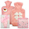 Elegantes Geschenkset Flauschige Wärmflasche 1L mit Kuschelbezug & Bindentasche Frauen, Mädchen & erste Periode Mini-Wärmflasche für Schmerzen, Bauch, Hände & Frostbeulen Wellness Box für Geburtstage