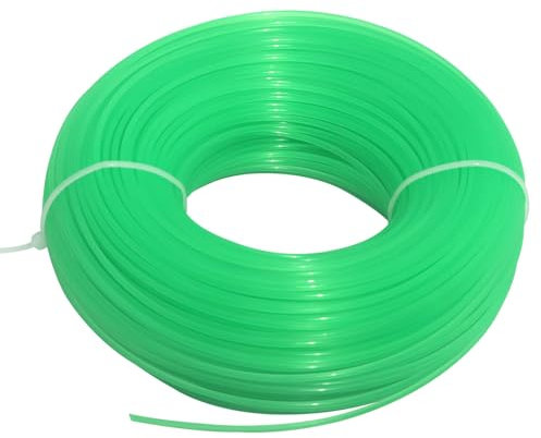 TIOMIOSEA Grün Rasentrimmer Schnur - Mähfaden Trimmerfaden 2 mm x 100 m Ersatzfaden Nylonfaden, Fadenkopf für Motorsensen Freischneider