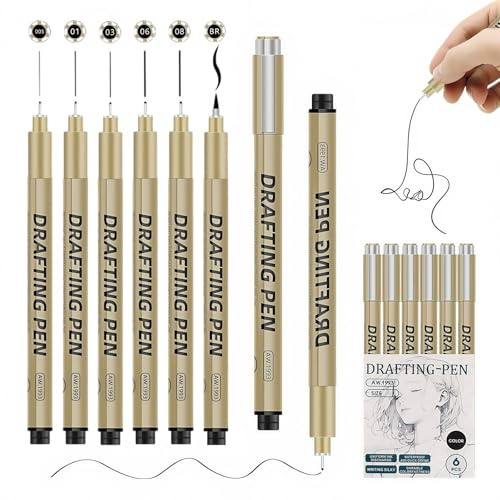 Omeblos Black Fineliner Pens, Micro Fineliner Art Drawing Pens, 6Pcs Black Fine Liners Set, Smooth Writing Waterproof Ink, for Artist Anime Gifts Sketch Manga Watercolour Zentangle